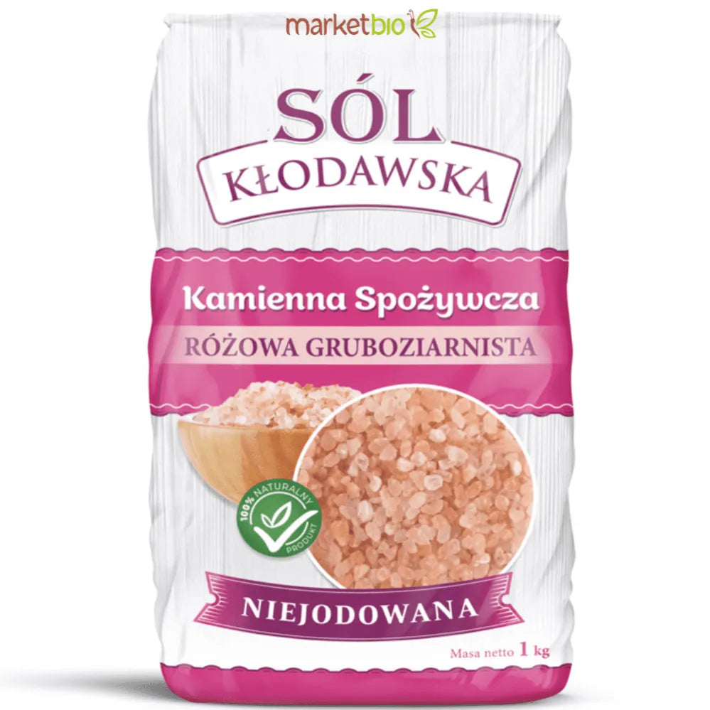 Sól Kłodawska Kamienna Różowa Gruboziarnista Niejodowana 1 kg Gruba Niejodowana- Kopalnia Soli Kłodawa